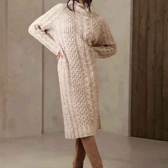 Banana Republic Dresses & Skirts - Banana Republic Wool Blend Marl Heather Cavo Cable Knit Sweater Dress Size XS